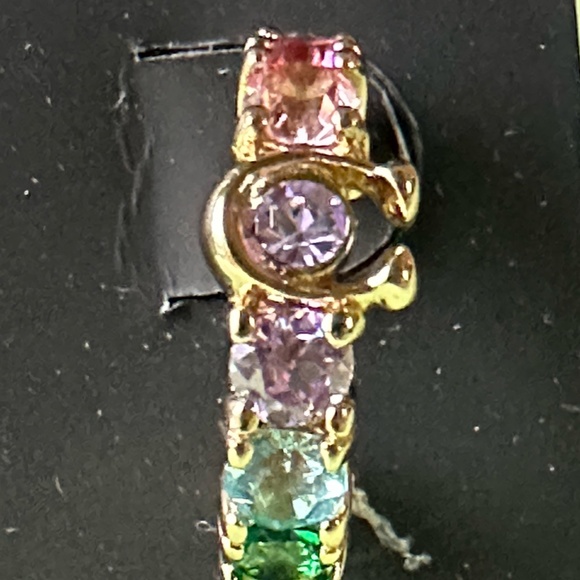 COACH SIGNATURE RAINBOW TENNIS HUGGIE EARRINGS:NWT RAINBOW CL260 - Picture 2 of 11